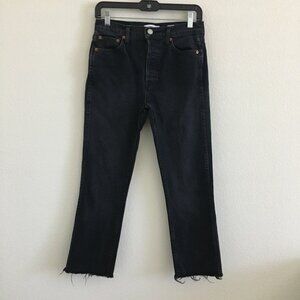 RE/DONE Originals Black Straight Jean Raw Hem Womens 27 Made in USA
